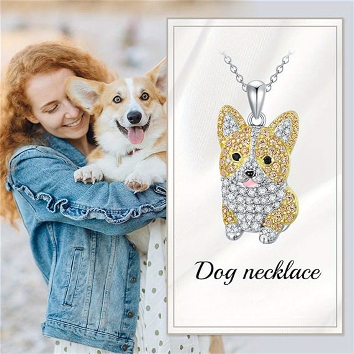 creative cute shining corgi pendant necklace Temu