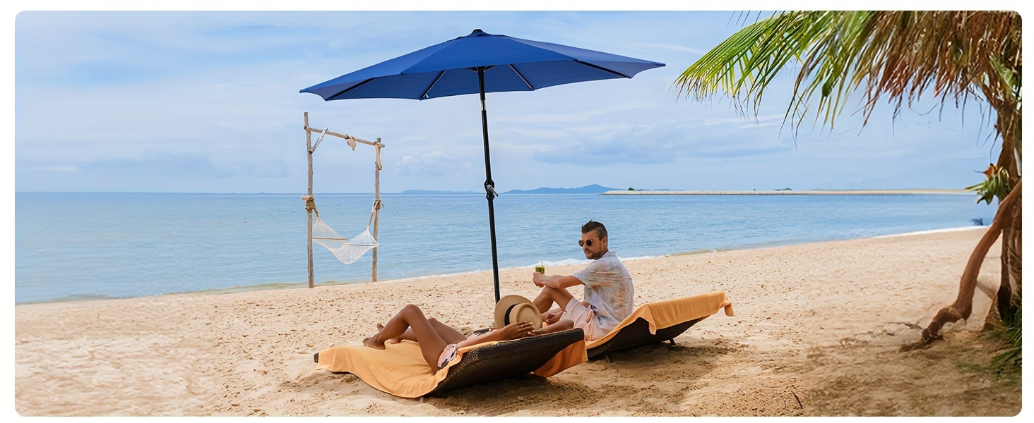 9FT Outdoor Umbrella - 8-Rib Patio Umbrella with Effortless Tilt & Crank, Stability Patio Umbrella- Ideal for Stylish Patios, Beaches & Restaurants Sun Umbrella