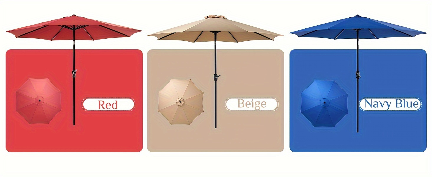 9FT Outdoor Umbrella - 8-Rib Patio Umbrella with Effortless Tilt & Crank, Stability Patio Umbrella- Ideal for Stylish Patios, Beaches & Restaurants Sun Umbrella
