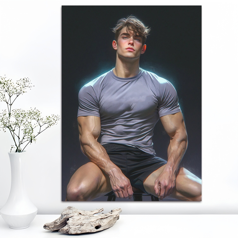 

High-quality Canvas Wall Art Print, Muscular Man Illustration For Modern Home And Gym Decor, Durable Canvas Poster, Ideal For Living Room, Bedroom, Office, And Cafe Decoration - 1 Piece