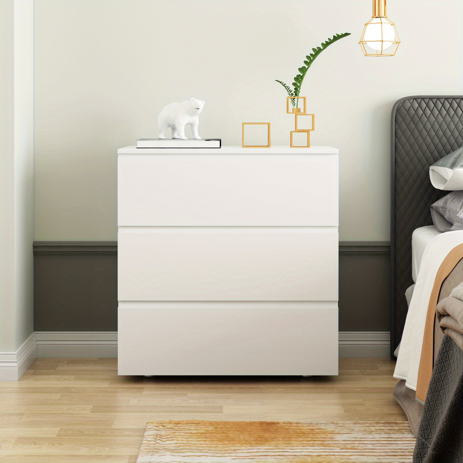 

Modern 3-drawer Dresser Chest, Wooden Dresser Tower With Wide Storage Space, Closet Dresser For Nursery, Living Room, Bedroom, Hallway