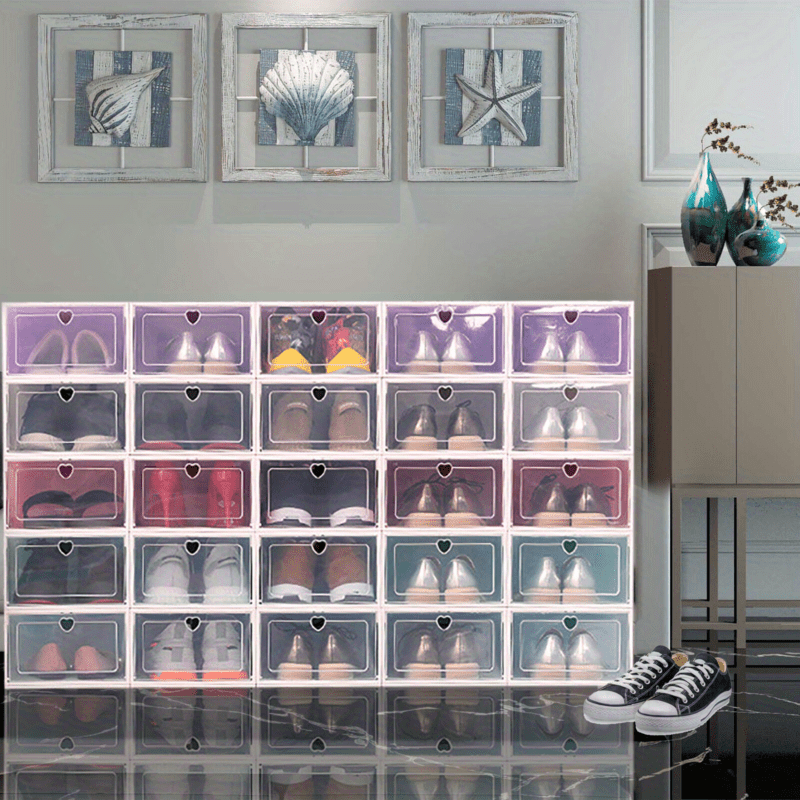 

20-pack Stackable Plastic Shoe Storage Boxes With Clear Door, Large Shoe Organizer Containers With Lids