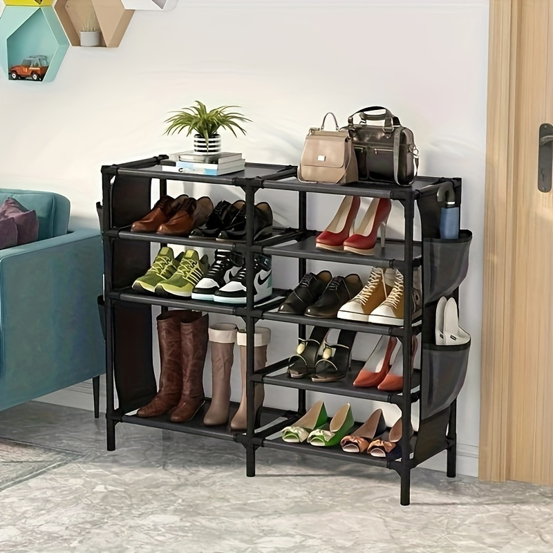 

Shoe Rack With Pockets, 5-tier Shoe Boots Organizer Freestanding Shoe Shelf For Entryway Bedroom, Clearance