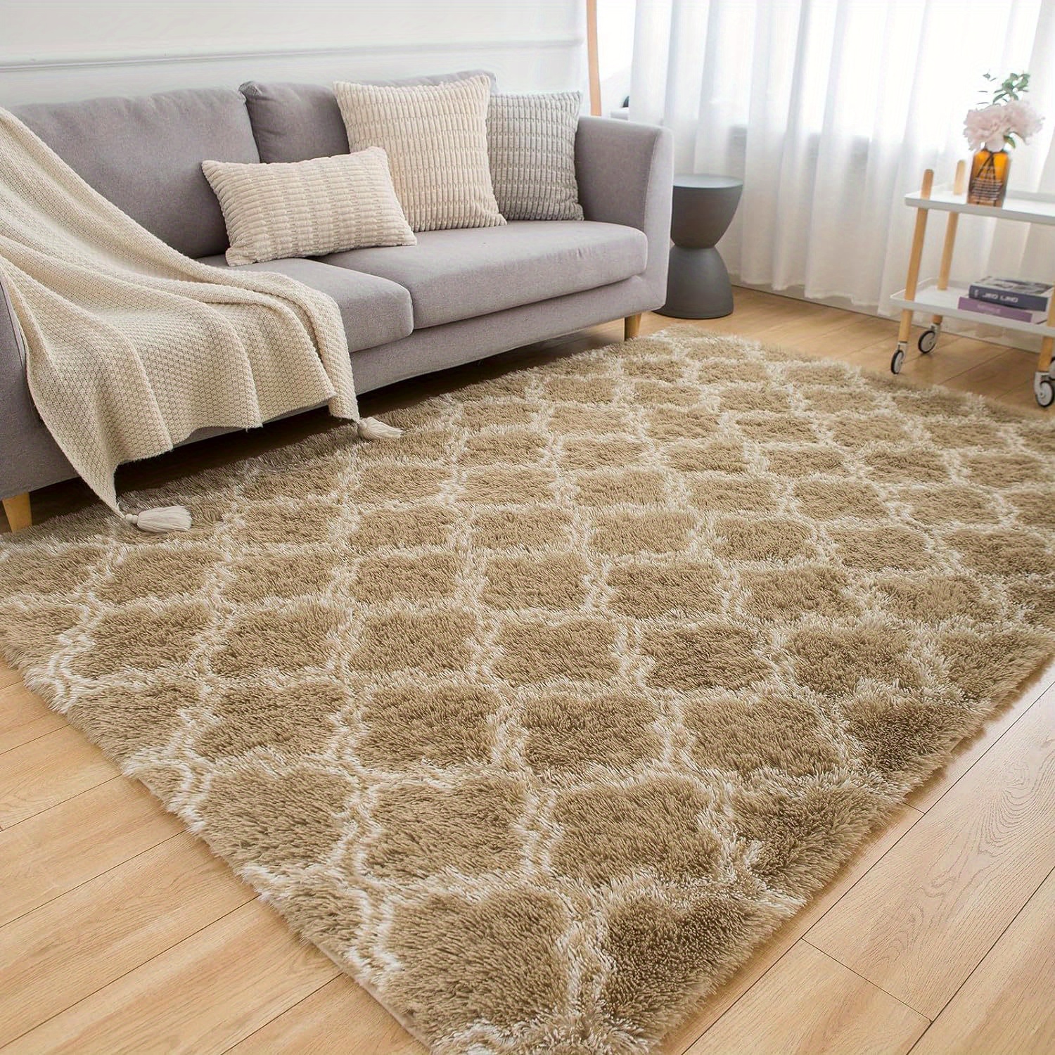 TEMU Soft Rugs Living Room Rugs For Bedroom Soft Indoor Carpet Room Area Rugs Fluffy Rug Room Decorative Large Carpet Khaki