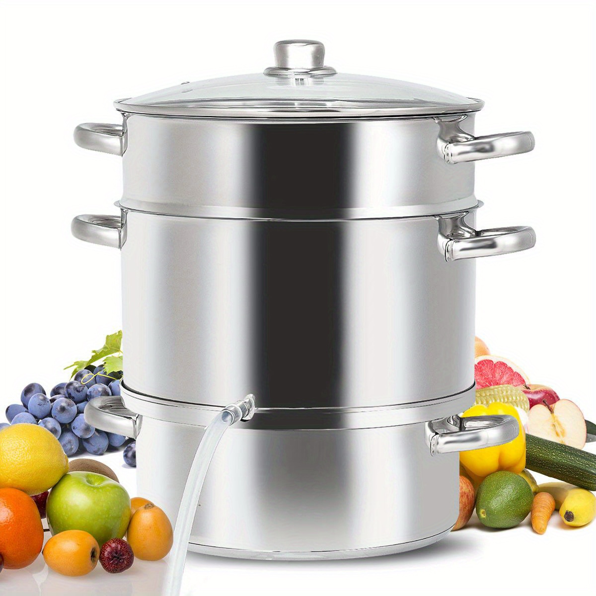 

Multigot 11-quart Stainless Fruit Juicer Steamer Stove / Tempered Glass Lid