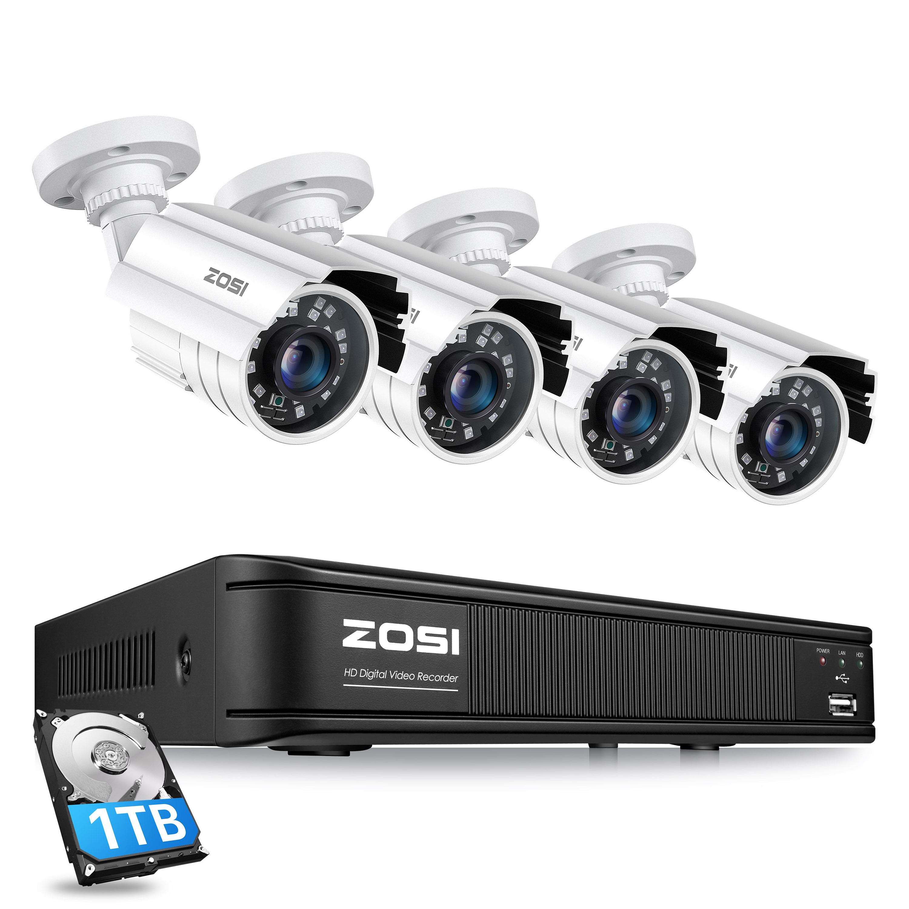 

Zosi H.265+ 5mp-lite Dvr Home Security 2mp Camera System Outdoor Cctv Cam 1tb