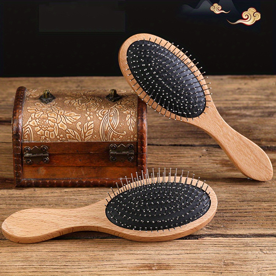 

1pc Massage Comb, Anti-static Air Cushion Comb, Household Steel Needle Toothed Wooden Comb, Head Meridian Comb, Hairdressing Fine Toothed Comb