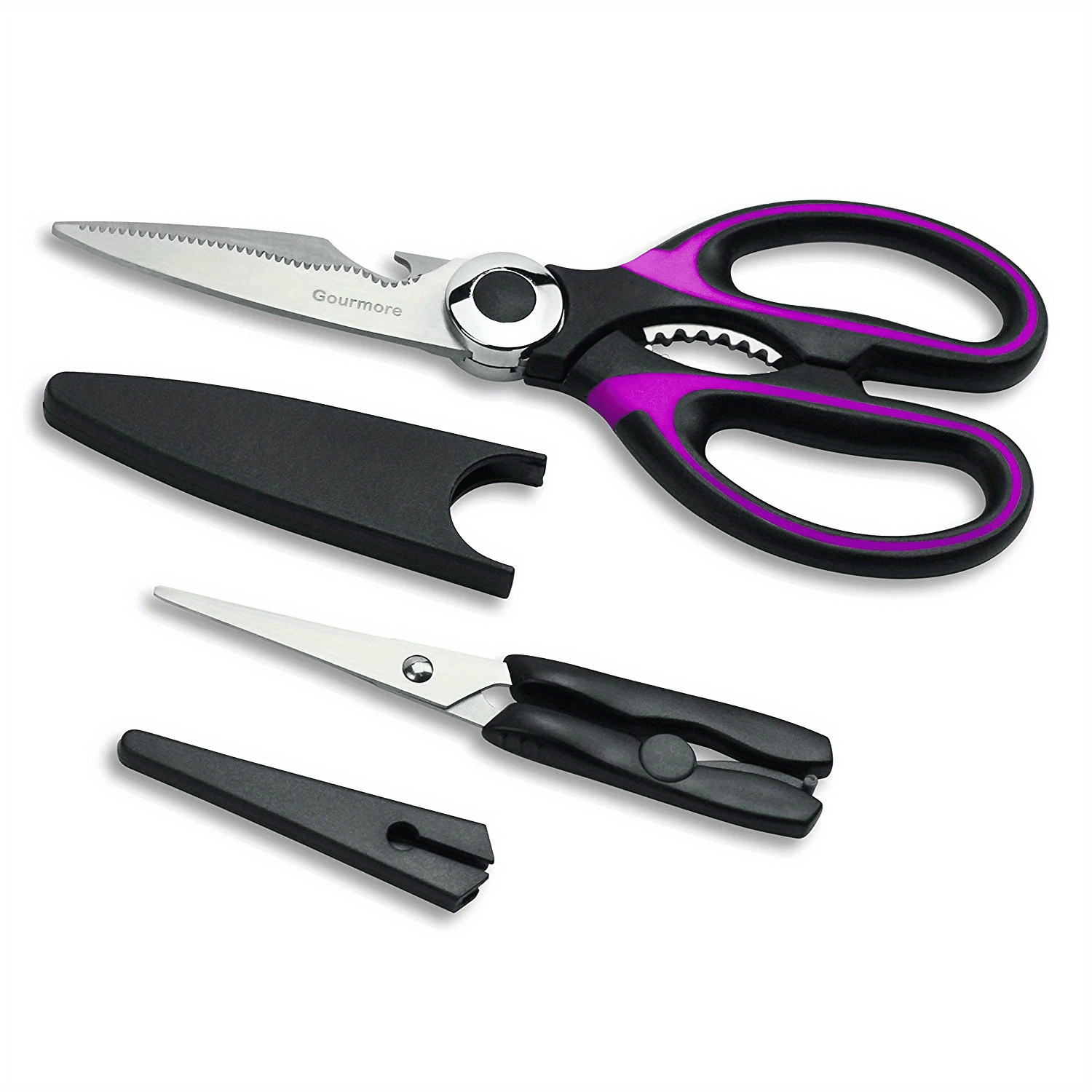 

All Kitchen Shears With Protective Sheath For Use, Dishwasher Safe Stainless Steel Scissors With , 7.95-inch, Black And Purple