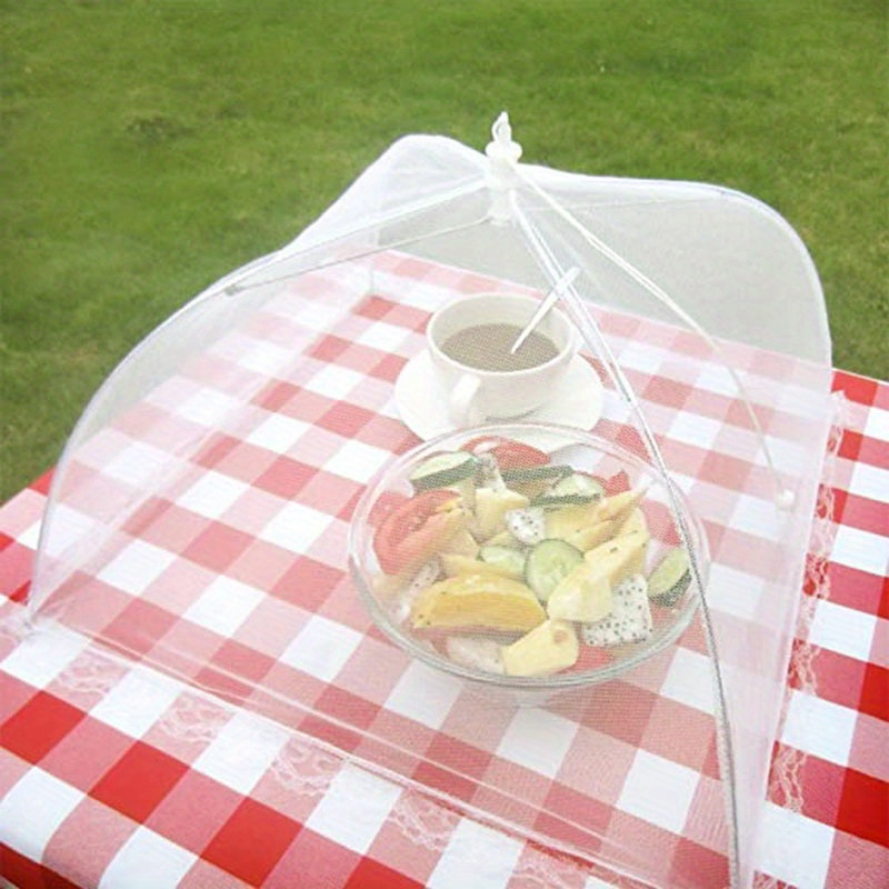 TEMU Of 3 White Food Covers For Picnics, Foldable For Washing Vegetables, Large Enough To Serve As A Dustproof Table Cover