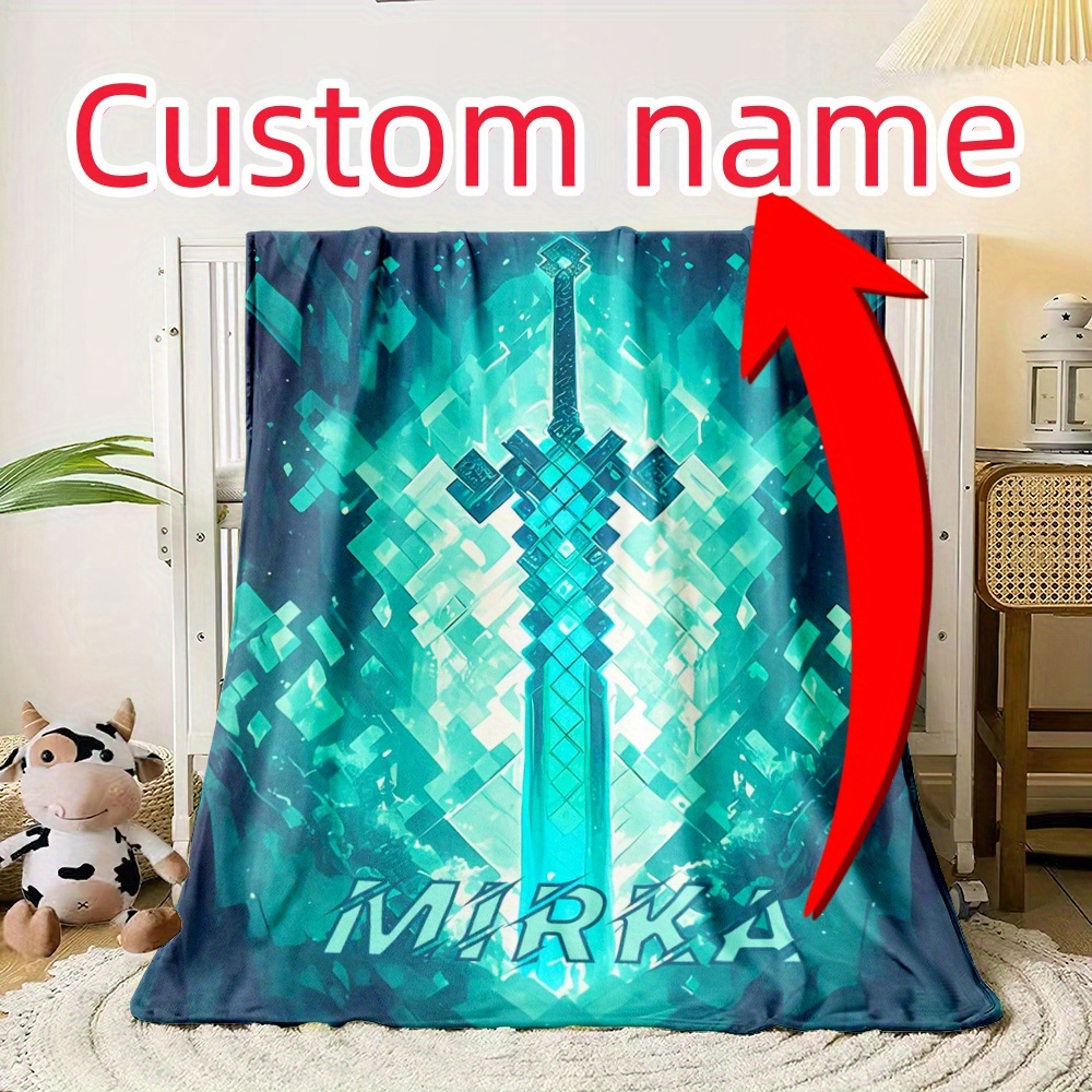 

Custom Name Pixel Sword Flannel Throw Blanket - Lightweight, For Sofa, Bedroom, Office Chair | Ideal For Travel & Camping | Perfect Gift For Family