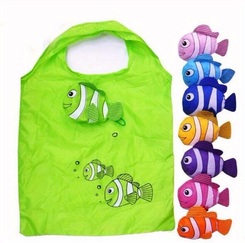 high quality reusable nylon tote bag waterproof foldable portable grocery shopping bag with cute cartoon design   recyclable   travel outdoor use details 0