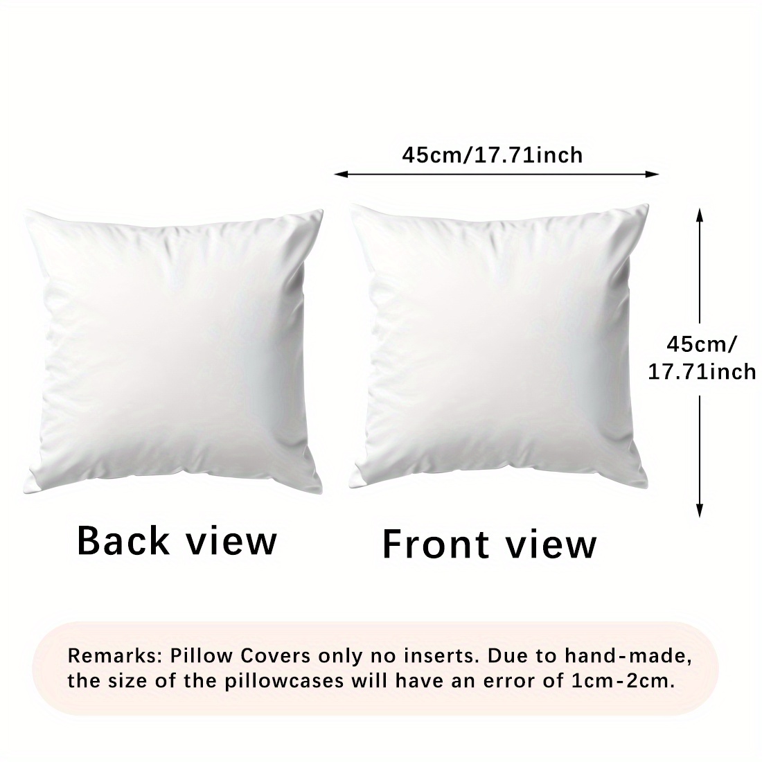 1pc White Solid Color Single-sided Printed Throw Pillow Sofa Cover - Velvet Pillowcase 45*45cm