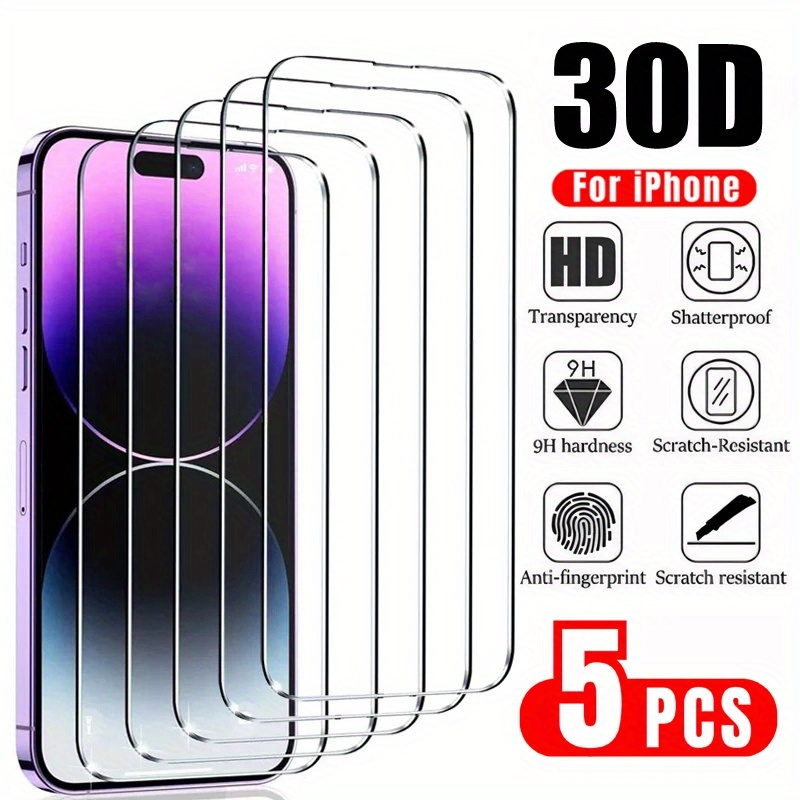 

5pcs Hd Full Cover Screen Protector For 15 Pro Max 14 13 12 11 Pro Max 14 15 Plus Tempered Glass For 11 12 13 14 15 Protection Glass
