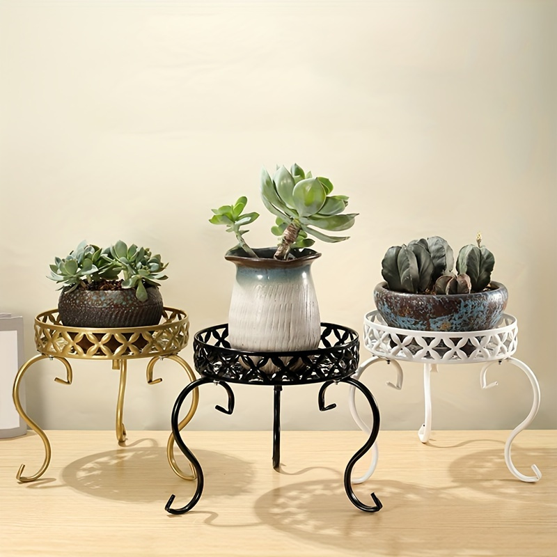 

Vintage European-style Iron Flower Stand With Round Pot, Suitable For Indoor And Outdoor Use