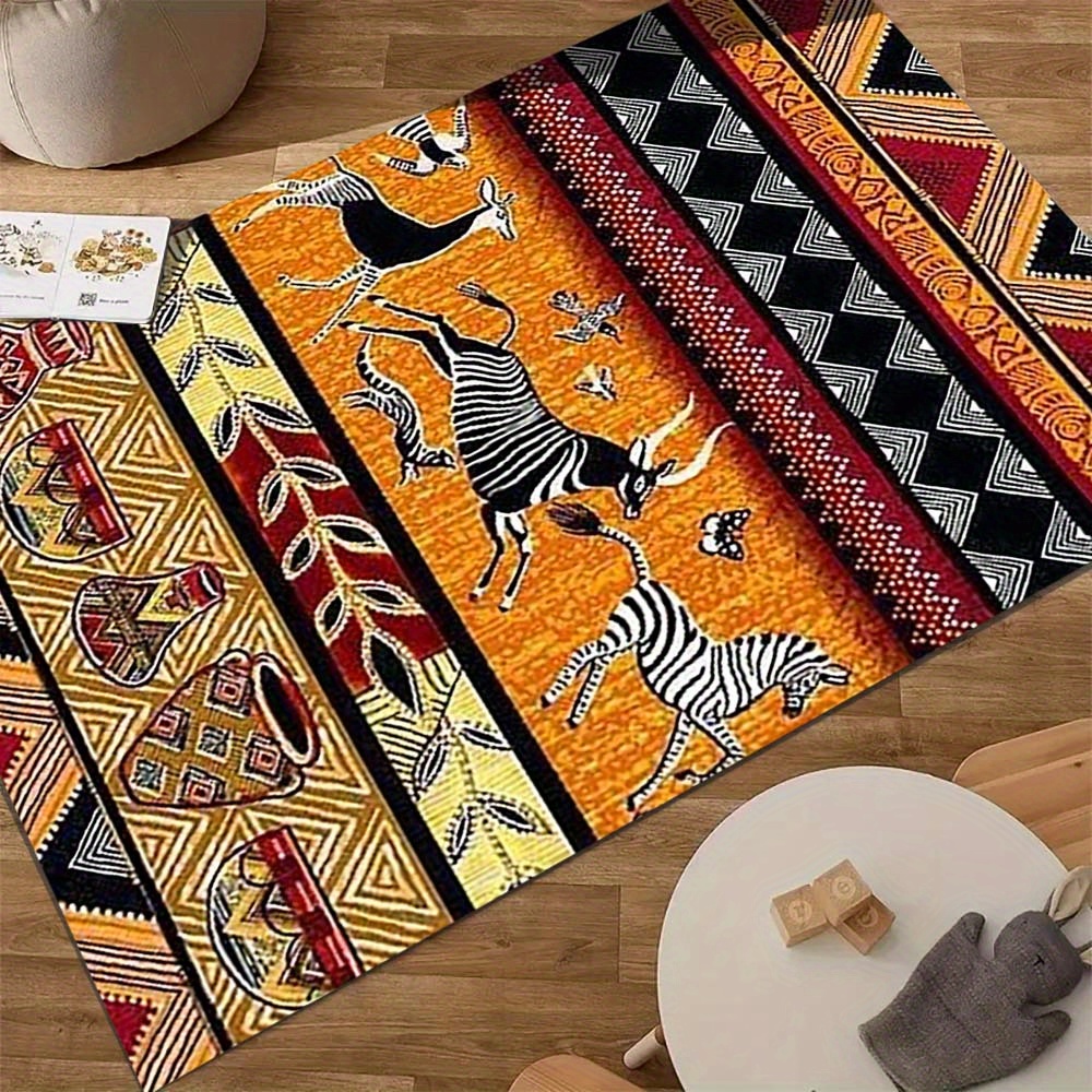 

African Prairie & Pottery Stripe - Creative Puzzle Pattern, Polyester Office Chair Mat, Decorative Area Rug For Home And Office, Gift