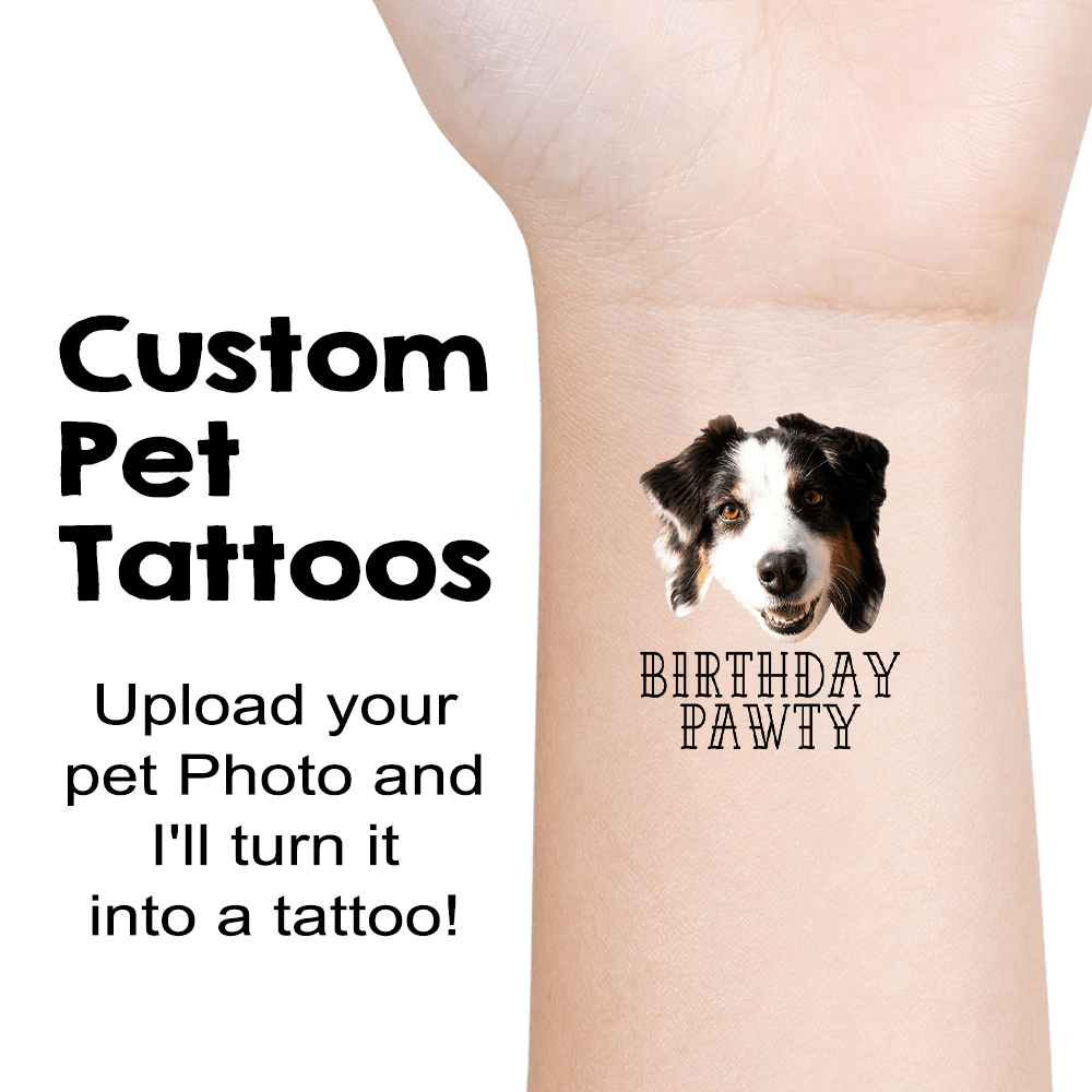 

【customized】15pcs, Birthday Pawty, Party Personalized Temporary Tattoos, Customized Face Name Fun Tattoo Birthday Gift, Pet Dog, Paper 1 Set Of 15 Skins