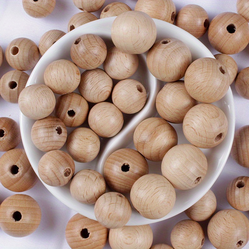 

50 Natural Beechwood Spherical Beads In 12/16/20mm Sizes For Diy Jewelry Making - Handmade Crafts, Necklaces, Bracelets, Earrings, Keychains, And Decorative Gifts