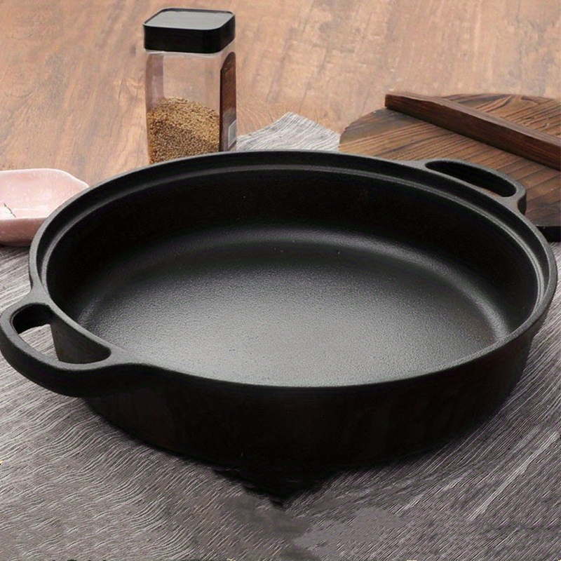 1pc   iron frying pan thickened cast iron pan iron pan induction cooker special gas stove suitable for old fashioned household non stick pan details 0