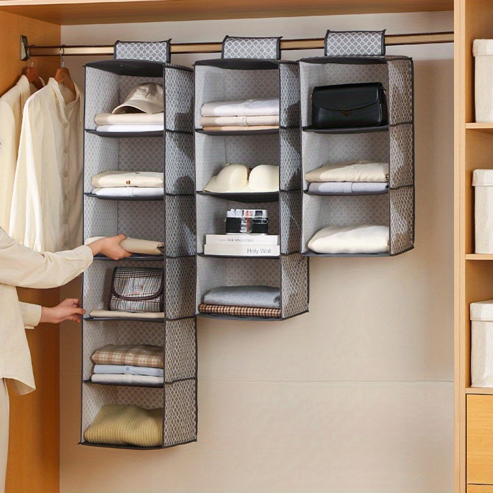 

Large Capacity Hanging Storage Organizer - 3/4/6 Layers, Foldable Wardrobe For Hats & Clothes, Non-woven Fabric, Mixed Colors