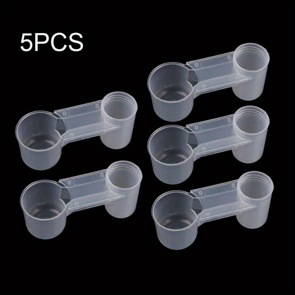 TEMU 5pcs Pvc Bird Drinker Cup, Double Nozzle Automatic Water Dispenser For Parrots, Pigeons, Chickens - Transparent Feeder Watering Supplies For Cage Birds