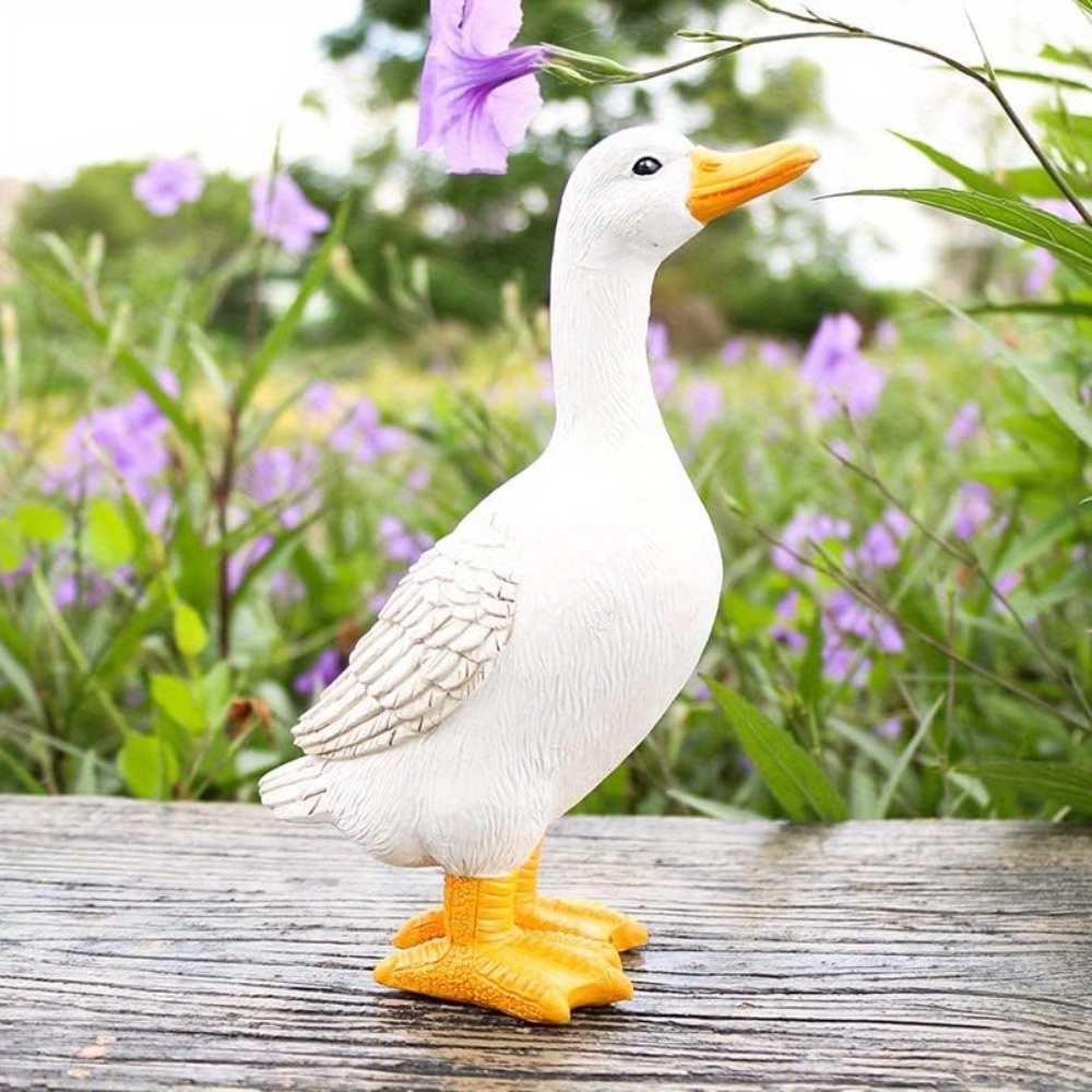 

1pc Standing Duck Statue, Simulated Duck Statue Resin Art Sculpture Indoor And Outdoor Decoration Courtyard Lawn Decoration Garden Swimming Pool Pond Decoration