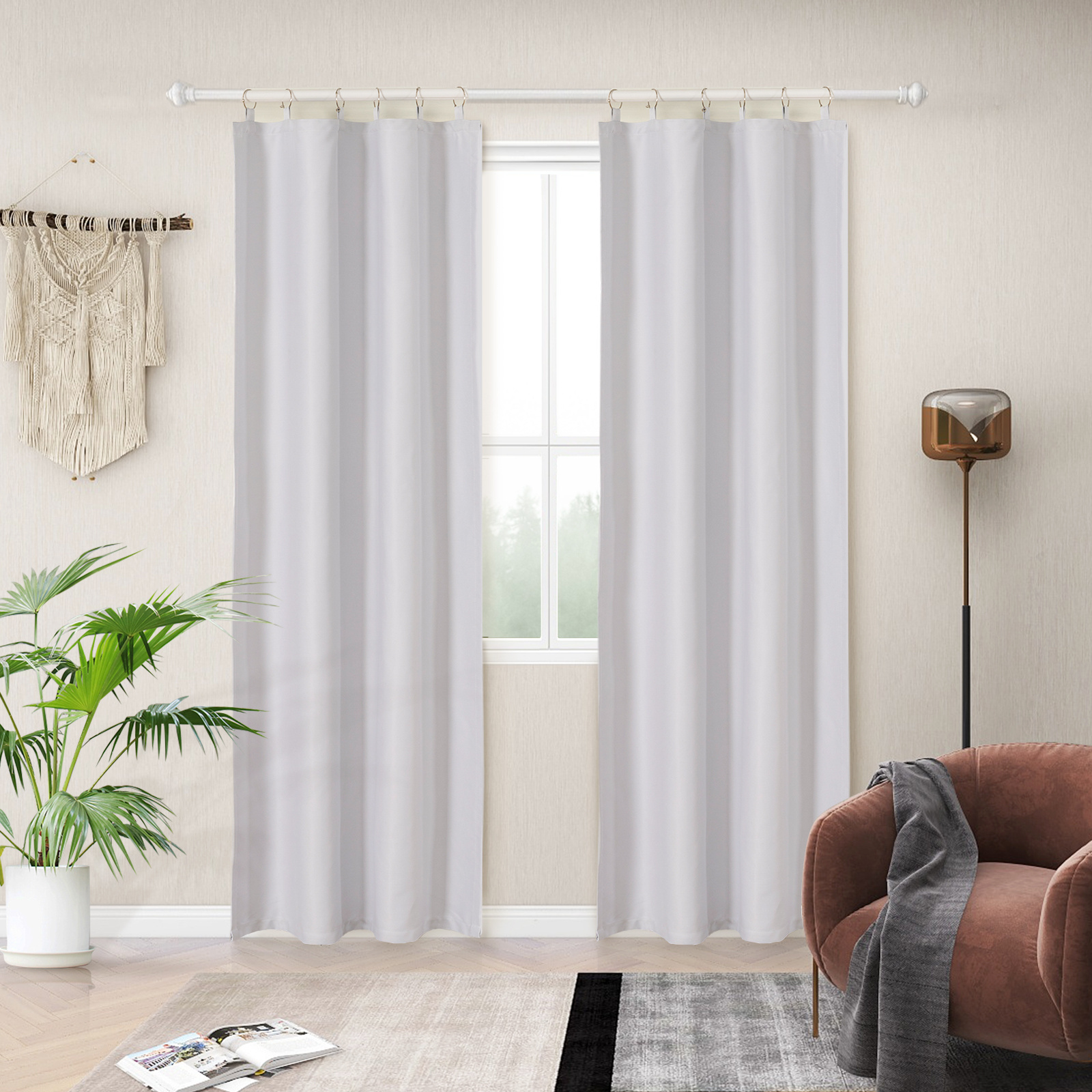 

1pc Thermal Insulated Blackout Curtain Liner Curtains For Living Room Bedroom, Rings Included