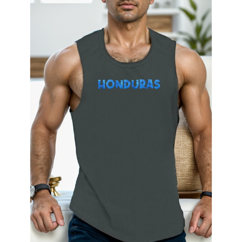 

Honduras Print Summer Sleeveless Tank Top For Men, Breathable And Stretchy For Gym & Outdoor Activities