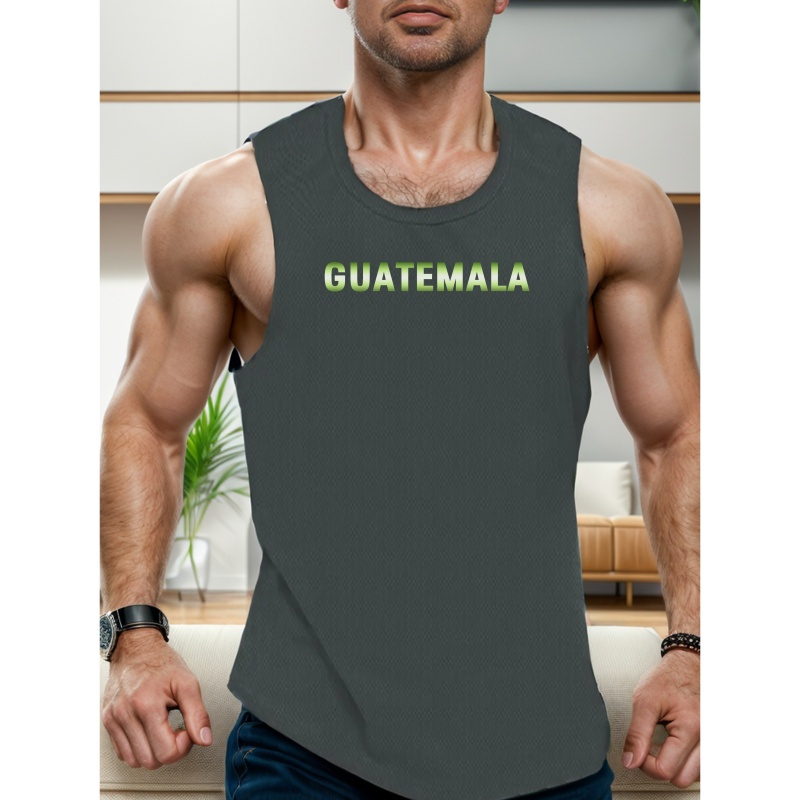 

Guatemala Print Summer Sleeveless Tank Top For Men, Breathable And Stretchy For Gym & Outdoor Activities