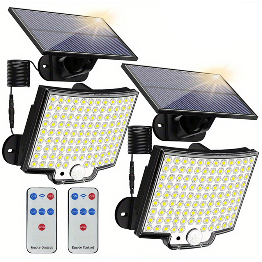 

2pcs Solar Powered Light, 106 Leds Solar Motion Sensor Light With Remote Controller, 120° Lighting Angle, Solar Light