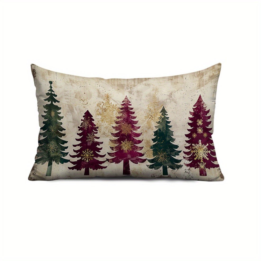 

Vintage Christmas Tree Print Throw Pillow Cover - Polyester With Zipper Closure, Contemporary Style, 30x50cm