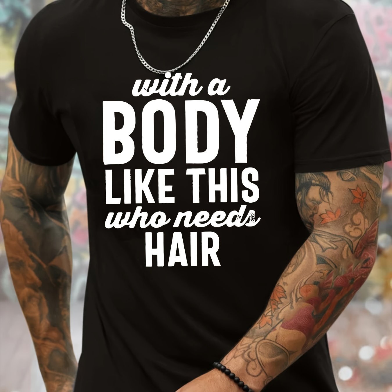 

'with A Body Like This...' Print Tees For Men, Casual Quick Drying Breathable T-shirt, Short Sleeve T-shirt For Running Training, Spring And Summer