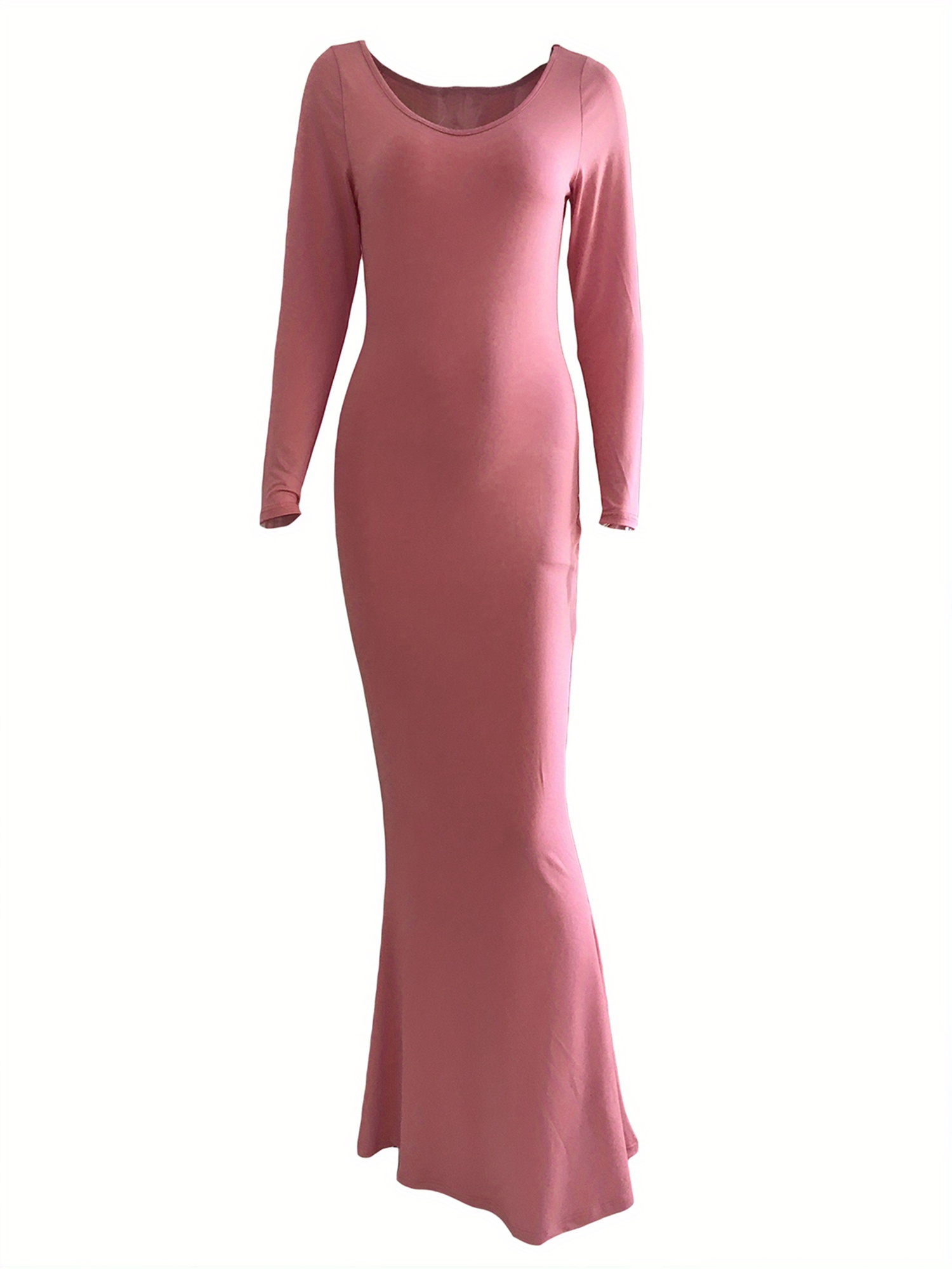 womens long sleeve v neck bodycon dress maxi casual fall - Temu