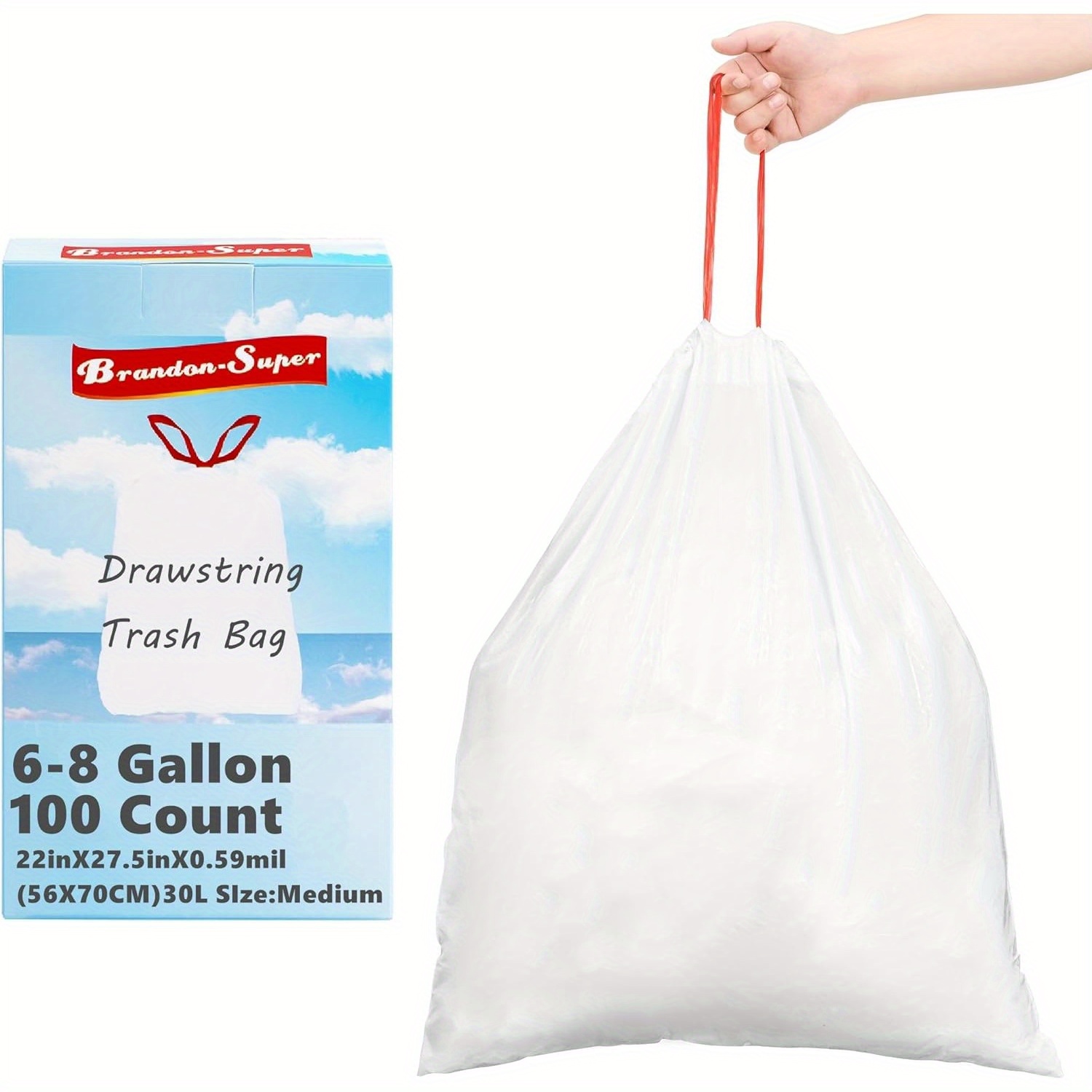 TEMU Trash Bags Drawstring Garbage Bags 8 Gallon/6 Gallon/4gallon Thickened Stretchy, Bathroom, Bedroom, Kitchen, Office And Living Room ( Count)