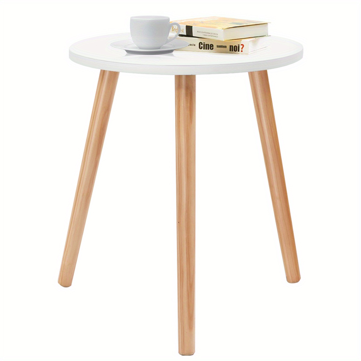Coffee Table Side Table Dining Table Kitchen Table Bedside Table Wood White For Living Room, Bedroom And Balcony 40x40x48cm