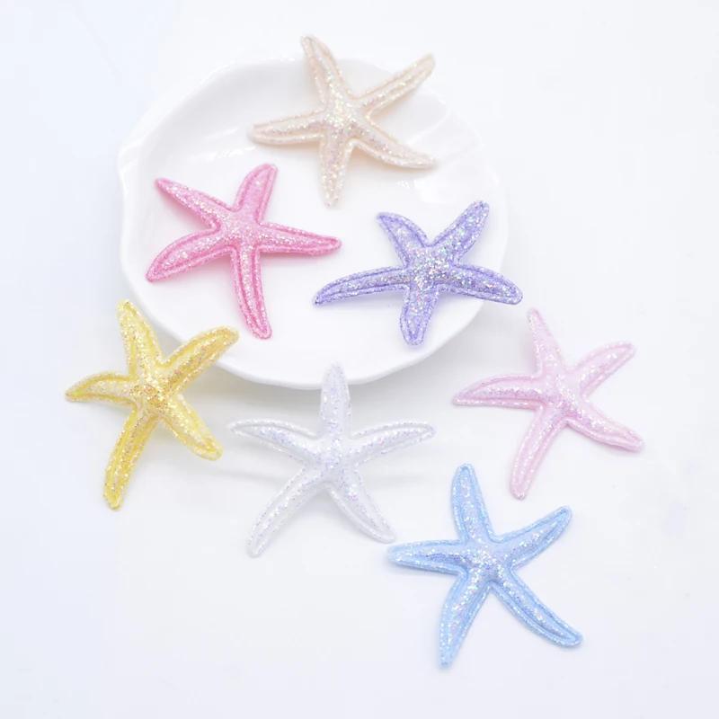 30pcs Sparkling Glitter Starfish Patches, 4x3.5cm - Assorted Colors For , Hats, Shoes & Crafts