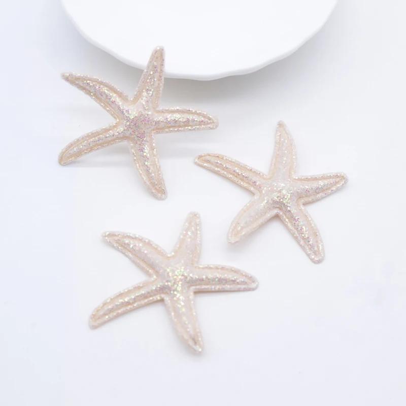 Image of 30pcs Sparkling Glitter Starfish Patches, 4x3.5cm - Assorted Colors For , Hats, Shoes & Crafts
