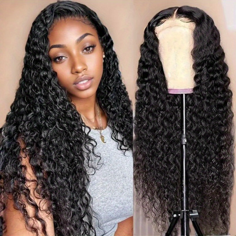 

Brazilian Deep Wave Lace Front Wig Hd Transparent 13x4 Lace Frontal Human Hair Wigs For Women Pre Plucked 100% Human Hair Deep Curly Wigs Natural Black Color 200 Density