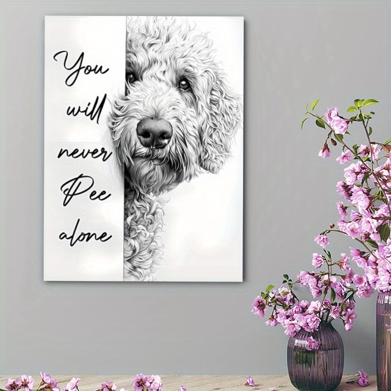 

Chic Black & White Bernedoodle Canvas Art, 12"x16" - Unframed Wall Decor For Dog Lovers, Perfect For Bathroom & Home