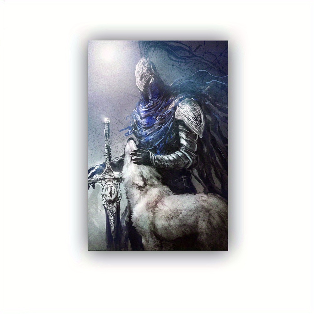 

Anime Game Dark Sif And Artorias Soul Poster Canvas Painting Modern Print Home Bedroom Wallframed Picture Room Decor Art Stretched And Framed Ready To Hang - Framed