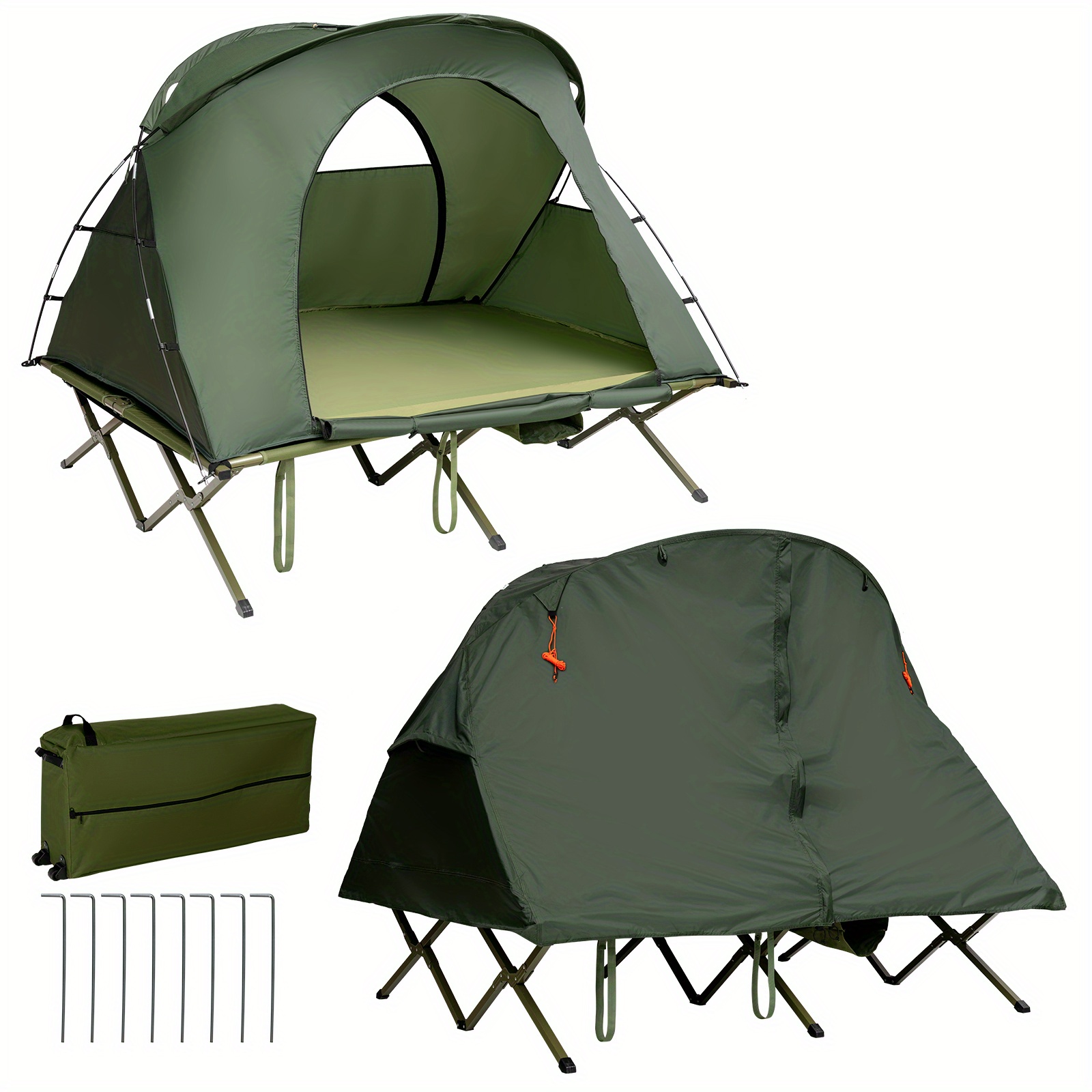 

Multigot 2-person Outdoor Camping Tent Cot Compact Elevated Tent Set W/ External Cover