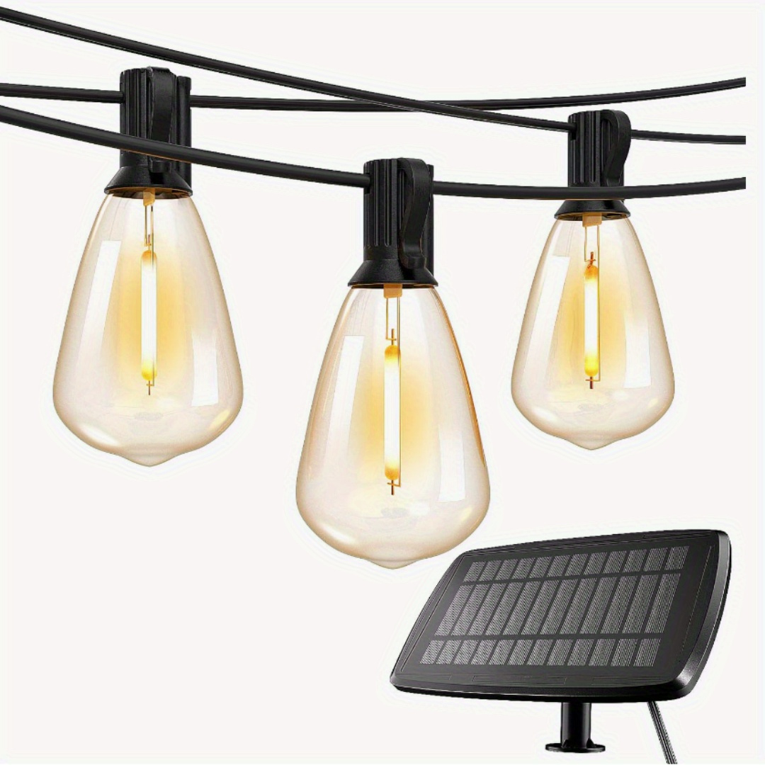 TEMU 100ft/50ft Solar Lights Outdoor, Led String Lights With St38/s14 Vintage Edison Bulbs, Hanging Lights For Backyard, Porch, Bistro, Holiday Decorations, 's Day Decorations, Decorations