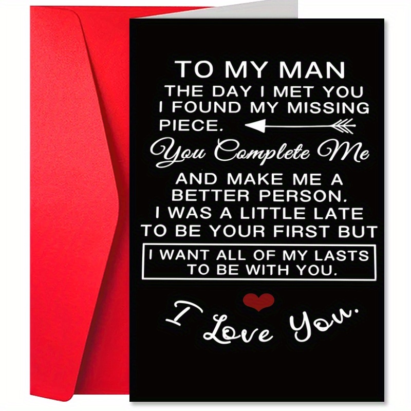 

Love Greeting Card For Man - Romantic Anniversary, New Year, Congratulations, Missing You, Get Well Card With Envelope - 1pc, Sentimental Keepsake For Husband, Boyfriend, Partner