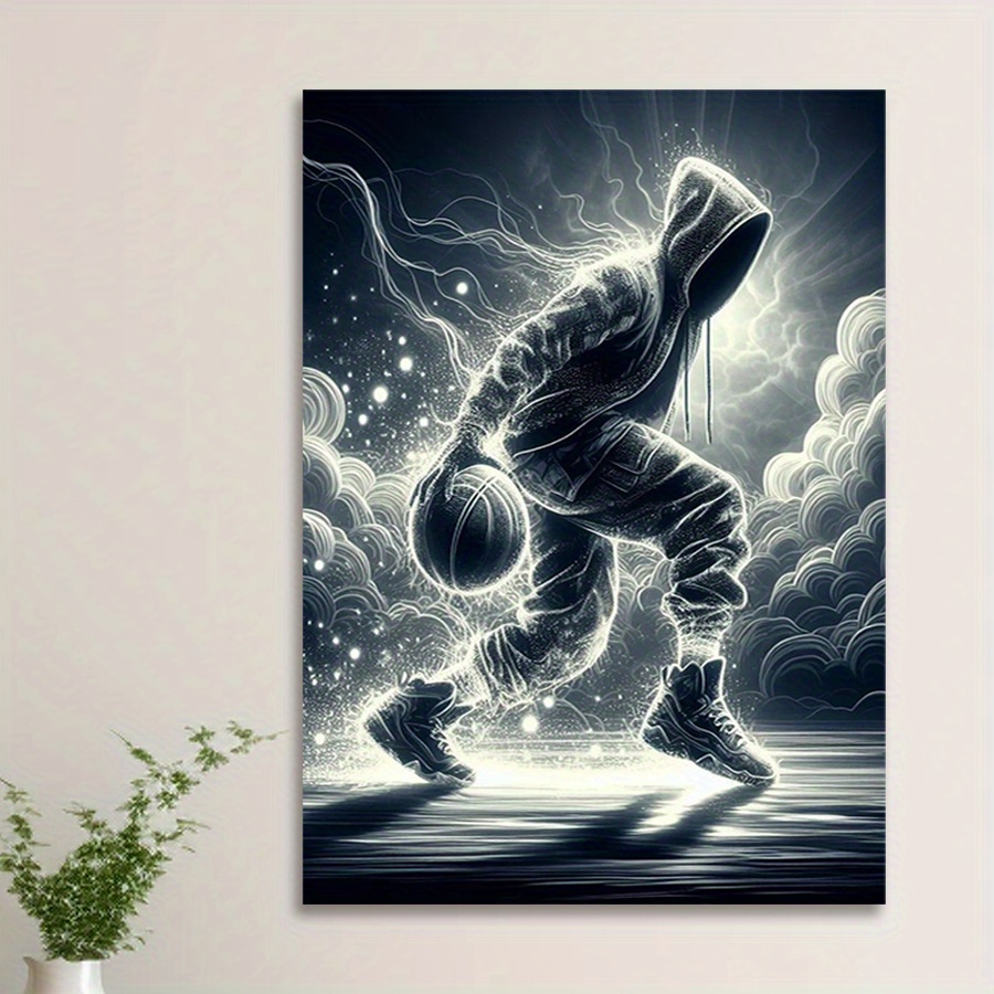 

Abstract Basketball Player Canvas Print Wall Art - 1 Piece Dynamic Sports Decor For Home, Living Room, Bedroom, Bar - Unique Gift And Decoration