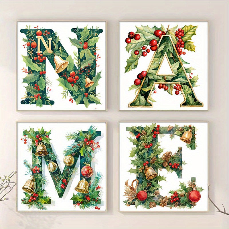 

Christmas Diamond Painting Kit - Letters With Red Holly Berries, Square Full Drill Acrylic Mosaic Art For Adults, Handmade Gift For Family, Christmas Decor 13.8*13.8in