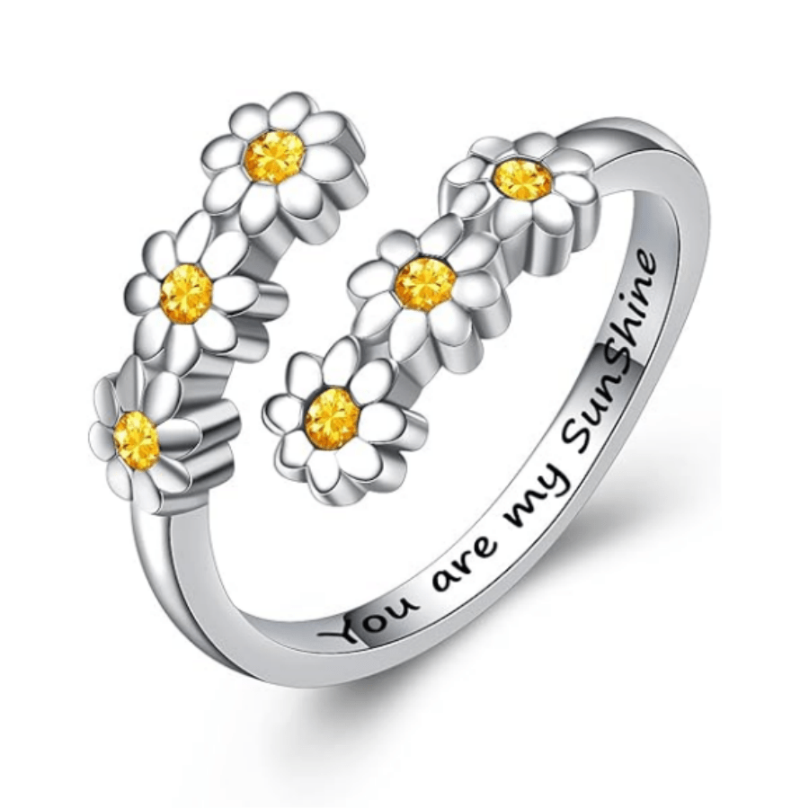 TEMU 1pc Fashion Small Daisy Men's And Women's Ring Daily Gift For Relatives Christmas Gift Jewelry