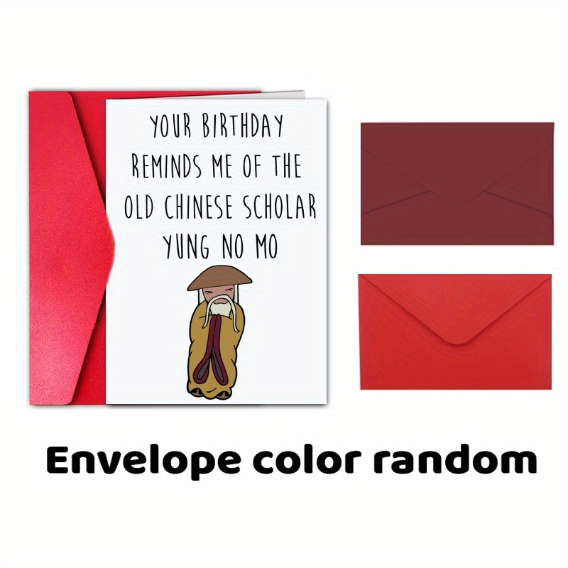 TEMU 2pcs (one Greeting Card+one Envelope) Fun Birthday Card, Fun Birthday Card, Creative And Cute Pattern Card, For