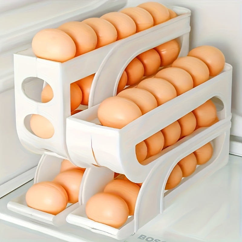 

Space-saving Automatic Egg Dispenser - Freshness-keeping Refrigerator Side Door Storage Tray, Ideal For Standard Size Eggs