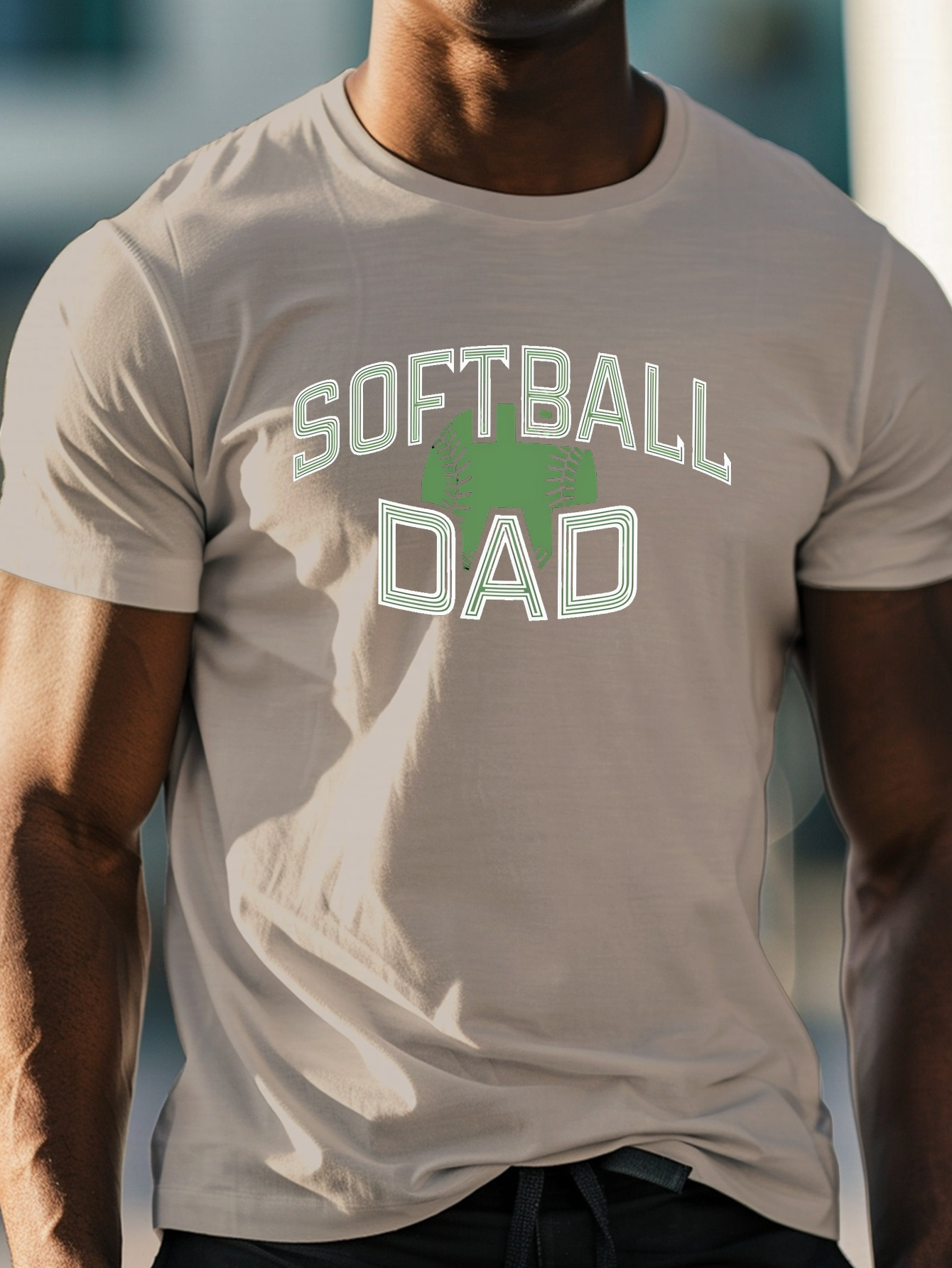 vintage softball father graphic mens short sleeve round neck