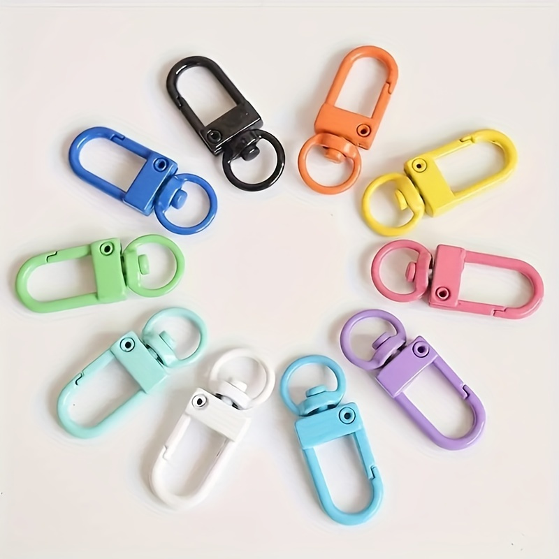 

50-piece Vibrant Keychain Clips - Durable Stainless Steel Lobster Claw Carabiners, Swivel Snap Hooks For Crafts & Accessories