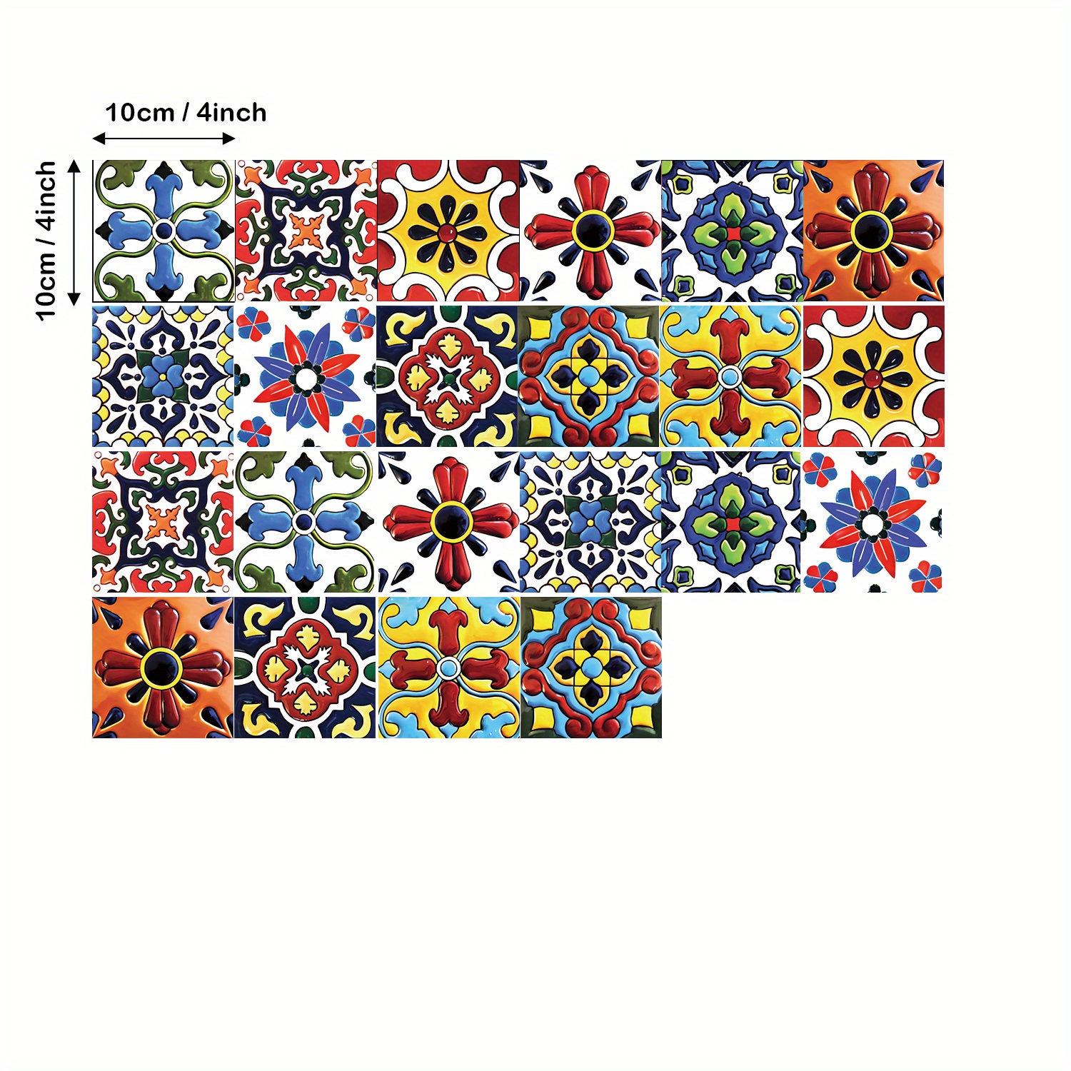 Image of 22pcs Of 4x4 Inches Backsplash Stickers Home Decoration Waterproof And Self Adhesive (blue And Yellow) Your Living Room, Kitchen, And Bathroom